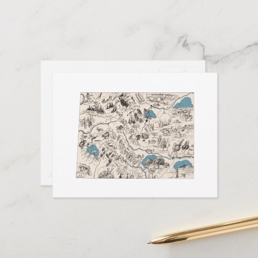 Colorado  Afbeelding Kaart Antiek State Chart (Voorkant / Achterkant in situ)