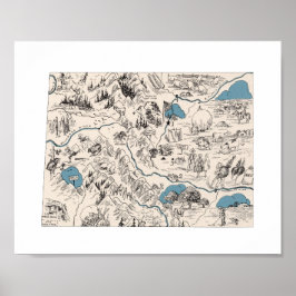 Colorado  Afbeelding Map Antiek Coloradan Poster
