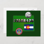 Colorado Afbeelding Tekst, Vlag, Zegel, Kwartier,  Briefkaart (Voorkant / Achterkant)