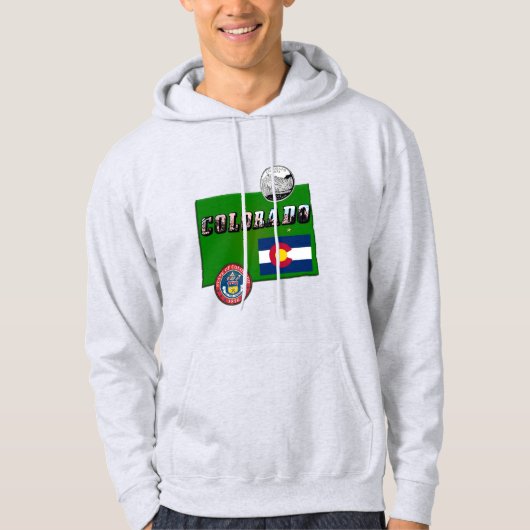 Colorado Afbeelding Tekst, Vlag, Zegel, Kwartier,  Hoodie (Voorkant)