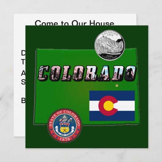 Colorado Afbeelding Tekst, Vlag, Zegel, Kwartier,  Kaart (Voorkant / Achterkant)