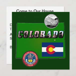 Colorado Afbeelding Tekst, Vlag, Zegel, Kwartier,  Kaart