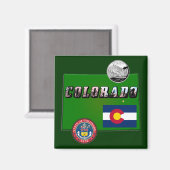 Colorado Afbeelding Tekst, Vlag, Zegel, Kwartier,  Magneet (Voorkant / Achterkant)