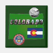 Colorado Afbeelding Tekst, Vlag, Zegel, Kwartier,  Magneet (Voorkant)