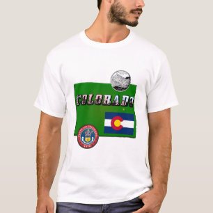 Colorado Afbeelding Tekst, Vlag, Zegel, Kwartier, T-shirt