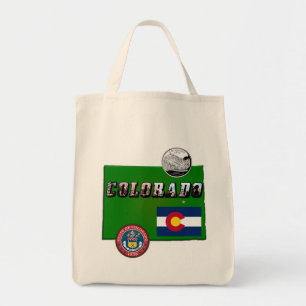 Colorado Afbeelding Tekst, Vlag, Zegel, Kwartier,  Tote Bag