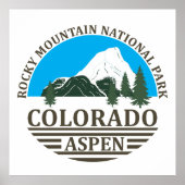 Colorado Aspen skigebied blauwe lucht Poster (Voorkant)