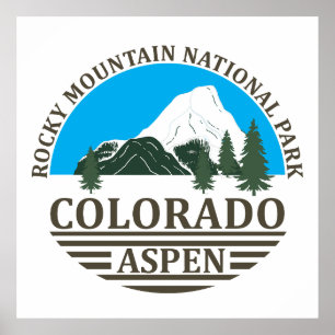 Colorado Aspen skigebied blauwe lucht Poster