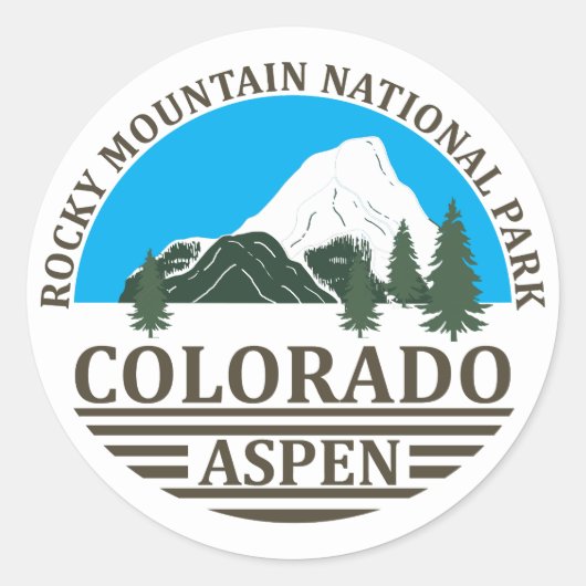 Colorado Aspen skigebied blauwe lucht Ronde Sticker (Voorkant)