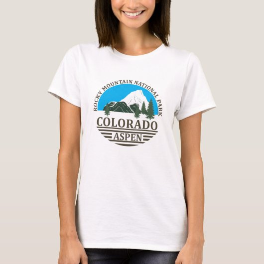 Colorado Aspen skigebied blauwe lucht T-shirt (Voorkant)