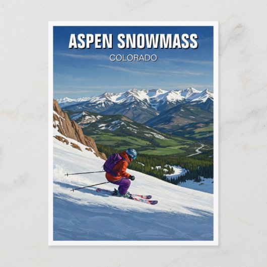 Colorado Aspen Snowmass Skiën Briefkaart (Voorkant)