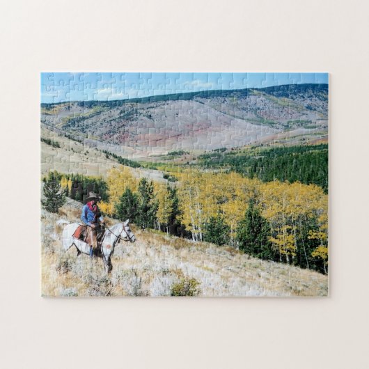 Colorado Autumn Mountain Cowboy Legpuzzel (Horizontaal)