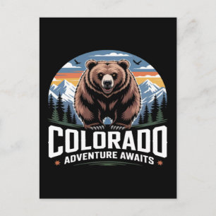 Colorado Avontuur Wacht op Grizzly Berg Natuur Feestdagenkaart