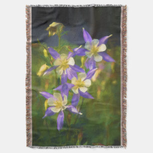 Colorado Blue Columbine Painting - Originele Kunst Deken