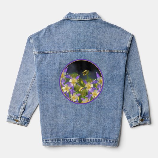 Colorado Blue Columbine Painting - Originele Kunst Denim Jacket (Achterkant)