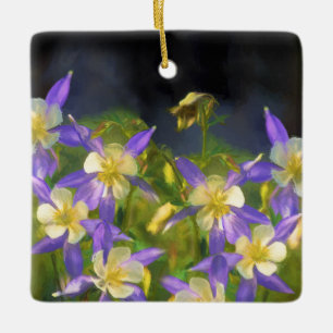 Colorado Blue Columbine Painting - Originele Kunst Keramisch Ornament
