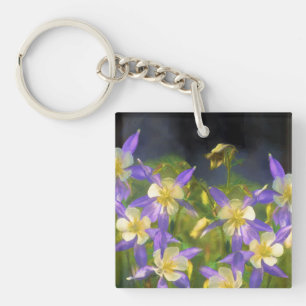 Colorado Blue Columbine Painting - Originele Kunst Sleutelhanger