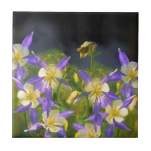 Colorado Blue Columbine Painting - Originele Kunst Tegeltje