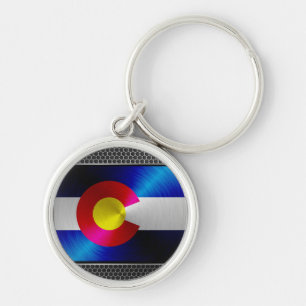 Colorado braad metal-vlag sleutelhanger