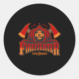 Colorado brandweerman voor vuur of helm ronde sticker