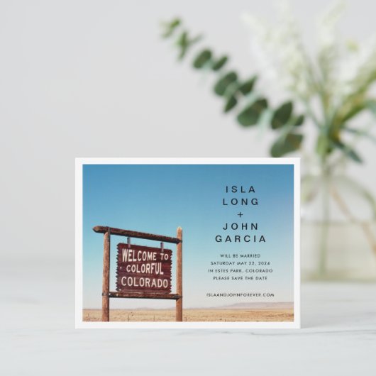 Colorado Bruiloft Bewaar de datum Briefkaart (Staand voorkant)