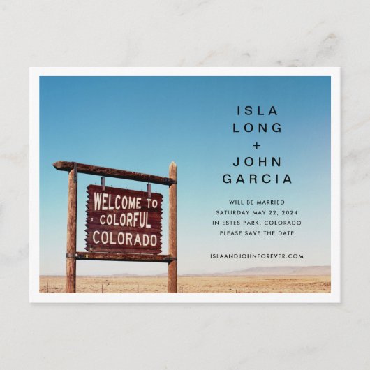 Colorado Bruiloft Bewaar de datum Briefkaart (Voorkant)