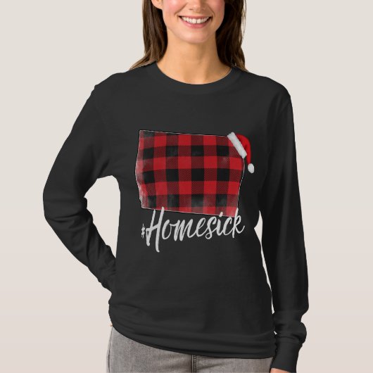 Colorado Buffalo Plaid #Homesick Kerstmis Santa H T-shirt (Voorkant)