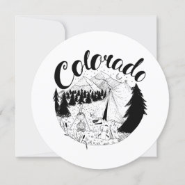 Colorado Camper Buitenshuis Inkt Illustratie Feestdagenkaart