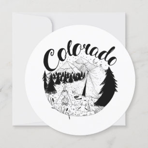 Colorado Camper Buitenshuis Inkt Illustratie Feestdagenkaart