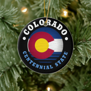 COLORADO CENTENNIAL STATE FLAG KERAMISCH ORNAMENT