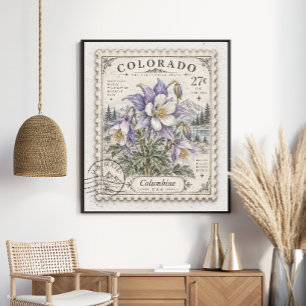 Colorado Columbine Staatsbloem Berg Postzegel Poster