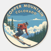 Colorado Copper Mountain Skier Ronde Sticker (Voorkant)