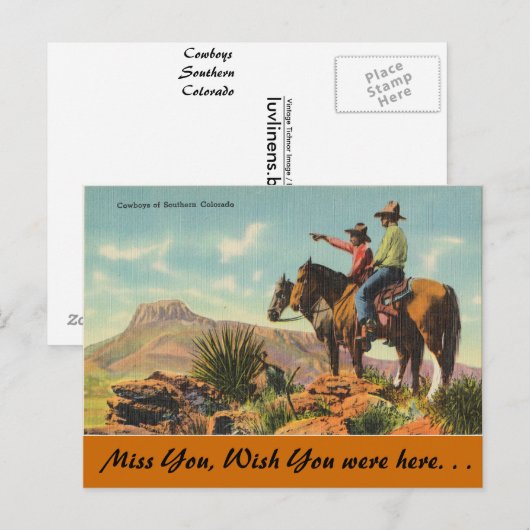 Colorado, Cowboys of Southern Colorado Briefkaart (Voorkant / Achterkant)