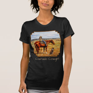 Colorado Cowgirl op het vee paard T-shirt