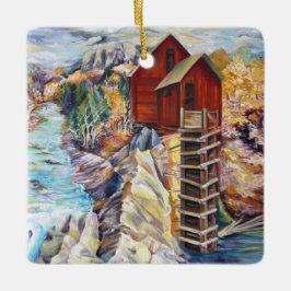 Colorado Crystal Mill Rocky Mountains Painting Keramisch Ornament