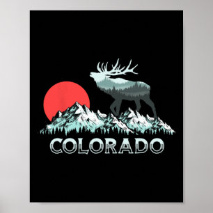  Colorado Elk Hunter Conservation Retro Gra Poster