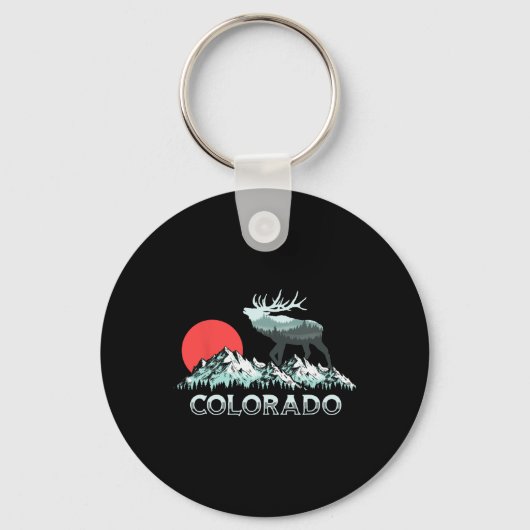  Colorado Elk Hunter Conservation Retro Gra Sleutelhanger (Voorkant)