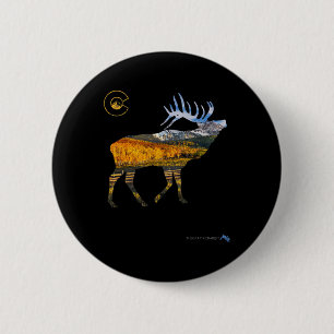 Colorado Elk Hunting Ronde Button 5,7 Cm