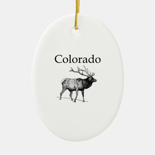 Colorado Elk (lijnkunst) Keramisch Ornament (Voorkant)