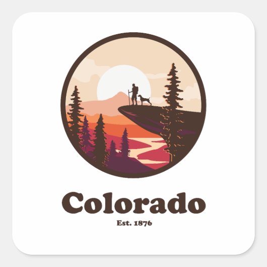 Colorado Est. 1876 Retro Vierkante Sticker (Voorkant)