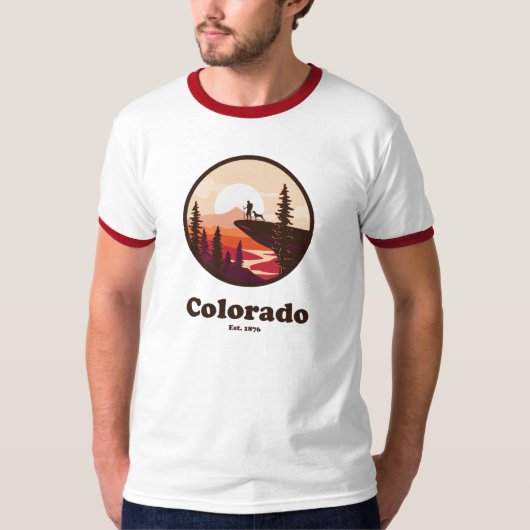 Colorado EST 1876 Ringer T-Shirt in Red (Voorkant)