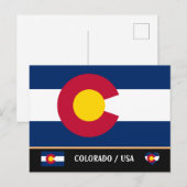 Colorado Flag & Colorado State USA/America Briefkaart (Voorkant / Achterkant)