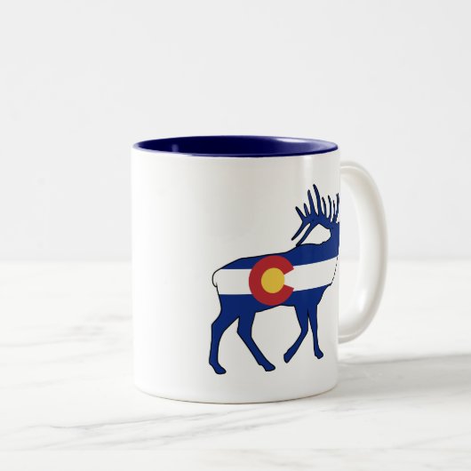 Colorado Flag Elk Tweekleurige Koffiemok (Voorkant rechts)