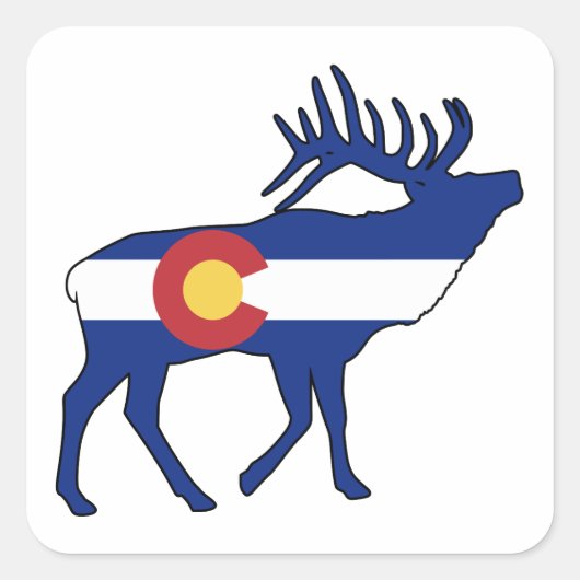 Colorado Flag Elk Vierkante Sticker (Voorkant)
