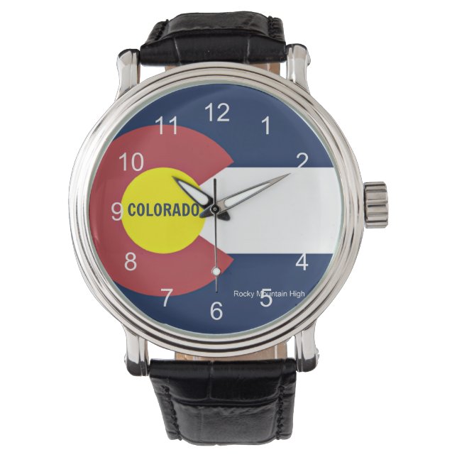 Colorado Flag en Slogan Horloge (Voorkant)