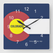 Colorado Flag en Slogan Vierkante Klok (Voorkant)
