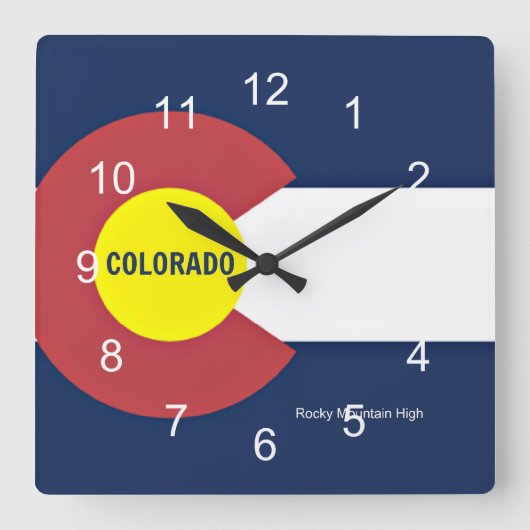 Colorado Flag en Slogan Vierkante Klok (Voorkant)