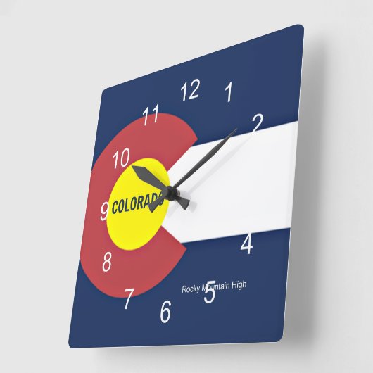 Colorado Flag en Slogan Vierkante Klok (Hoek)