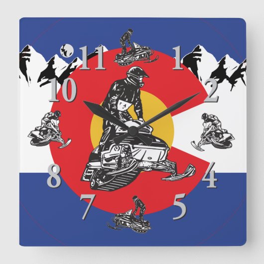 Colorado Flag en Snowmobile klok (Voorkant)