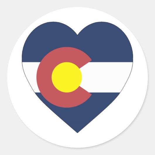 Colorado Flag Heart Ronde Sticker (Voorkant)